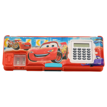 Toy Car Pencil Box With Calculator Geometry Dual Sharpener Red