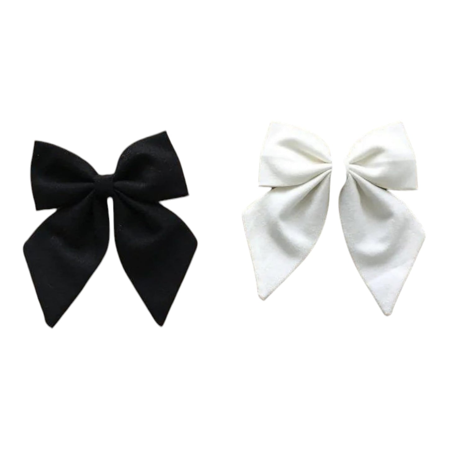 Hair Bows Clips for Girls And Women Long Tail Hairpin Soft Silky Satin (Black & White, 2)