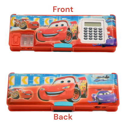 Toy Car Pencil Box With Calculator Geometry Dual Sharpener Red