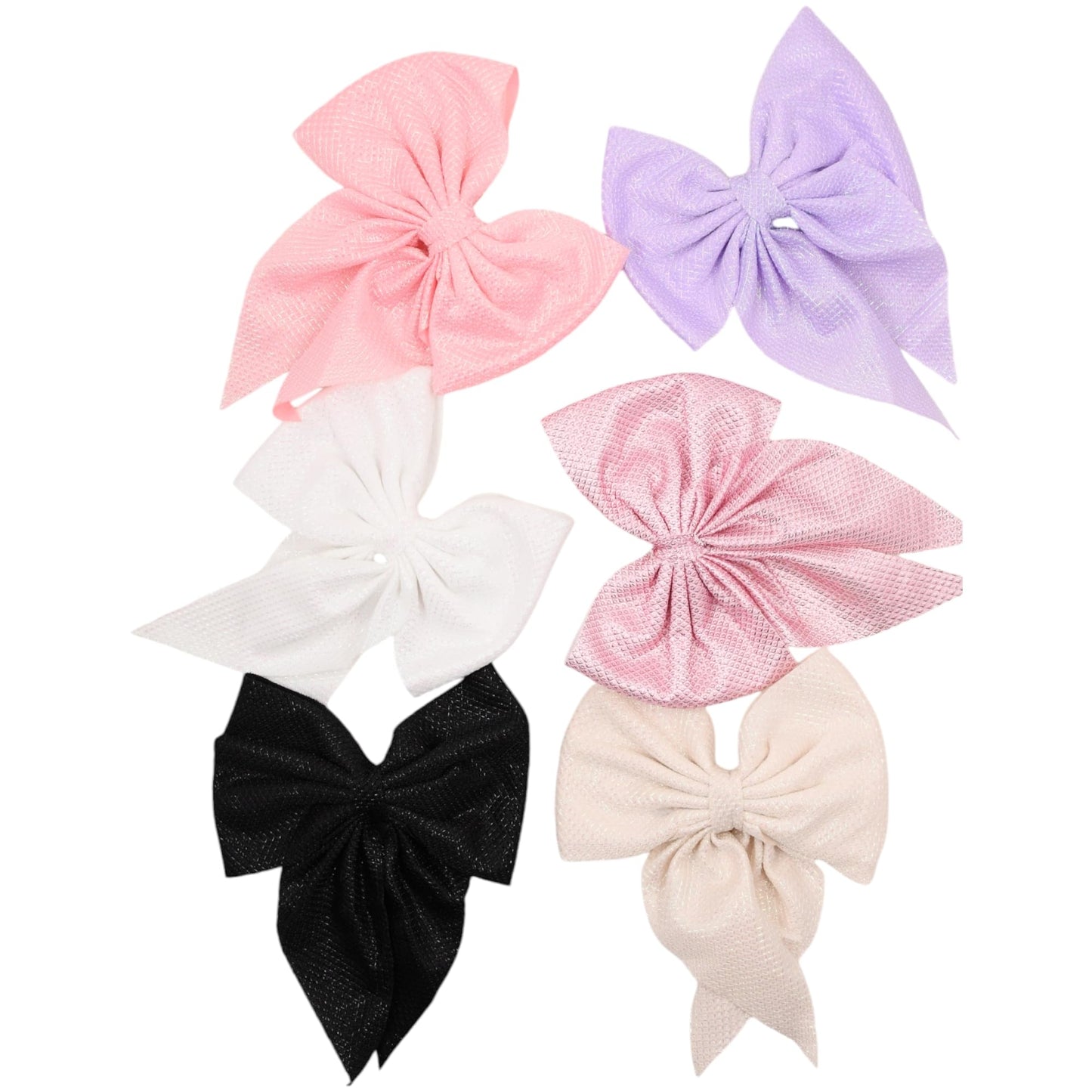 Hair Clips Bow for Girls And Women Long Tail Hairpin Soft Silky Satin Pack Of 6 (Pink, Purple, Cream,Peach,White & Black)