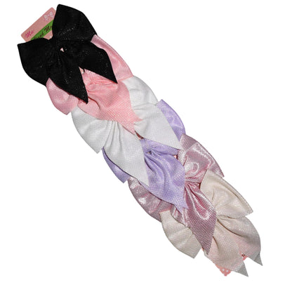 Hair Clips Bow for Girls And Women Long Tail Hairpin Soft Silky Satin Pack Of 6 (Pink, Purple, Cream,Peach,White & Black)