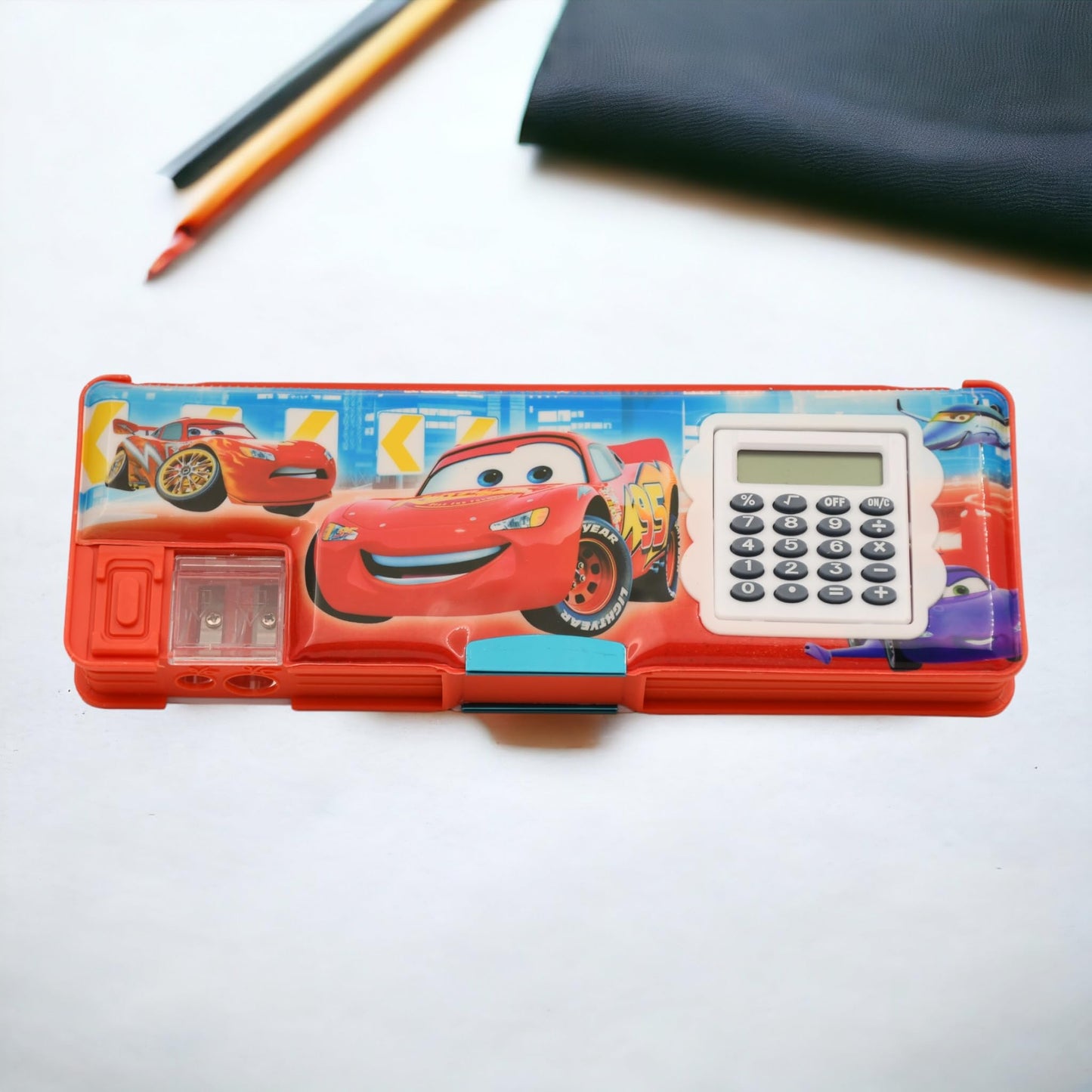 Toy Car Pencil Box With Calculator Geometry Dual Sharpener Red