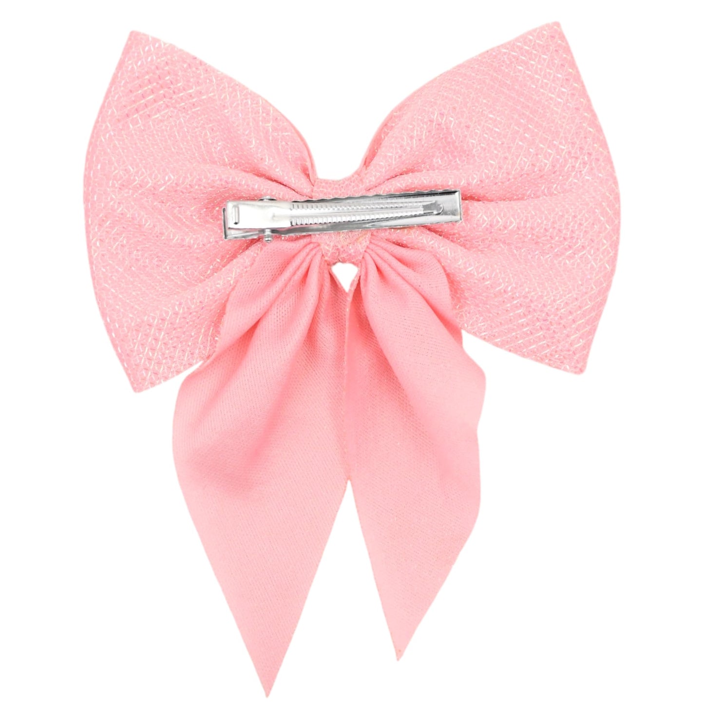 Hair Clips Bow for Girls And Women Long Tail Hairpin Soft Silky Satin Pack Of 6 (Pink, Purple, Cream,Peach,White & Black)