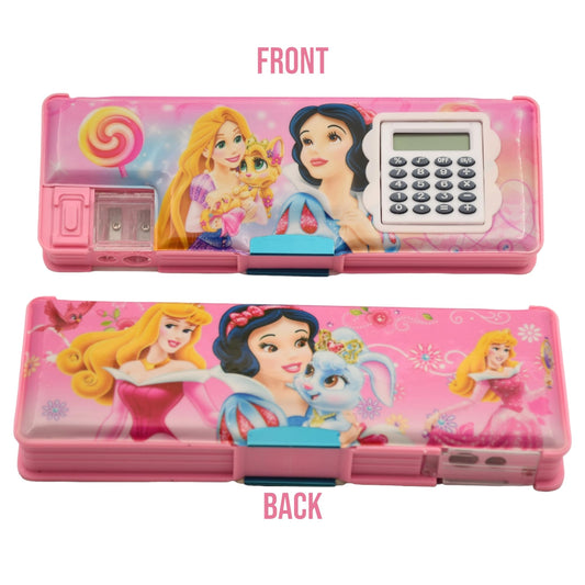 Cinderella Pencil Box Geometry Dual Sharpener with Calculator Pink