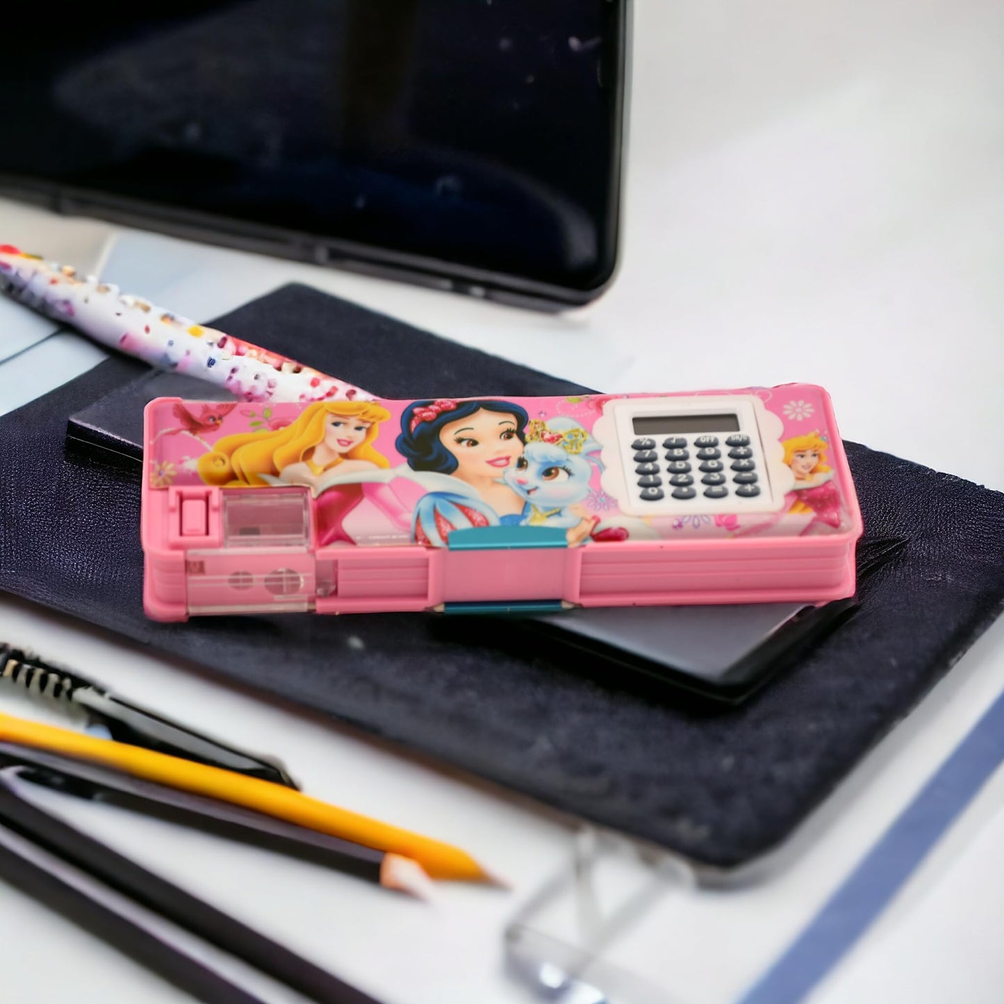 Cinderella Pencil Box Geometry Dual Sharpener with Calculator Pink