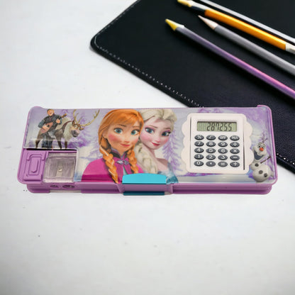 Cinderella Pencil Box with Calculator, Stationary Sets for Girls & Boys Purple