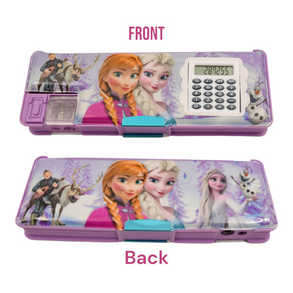 Cinderella Pencil Box with Calculator, Stationary Sets for Girls & Boys Purple